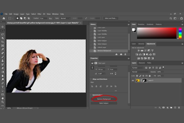 Remove background with hair in Photoshop