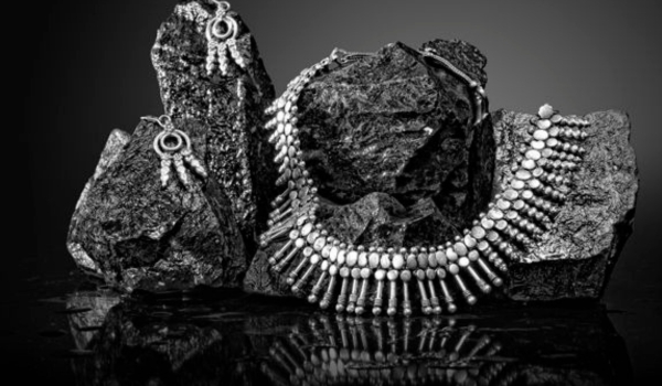 jewelry on graphite background